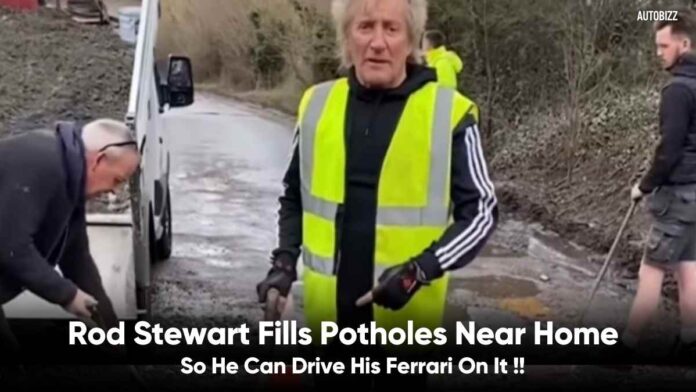 Rod Stewart Fills Potholes Near Home So He Can Drive His Ferrari On It