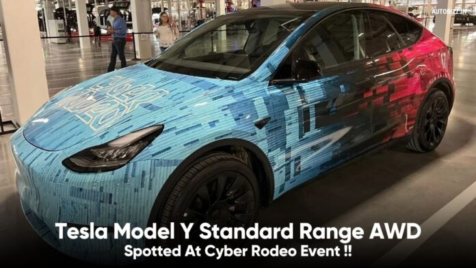 Tesla Model Y Standard Range AWD Spotted At Cyber Rodeo Event