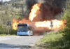 Bus Turns Into Flamethrower When CNG Tanks On Roof Explode
