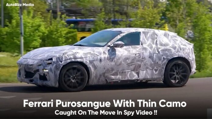 Ferrari Purosangue With Thin Camo Caught On The Move In Spy Video