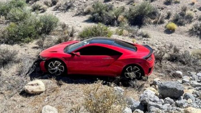 Rented Acura NSX was found Crashed off the Road in Las Vegas