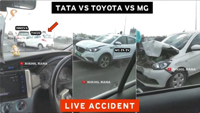 MG ZS EV And Tata Tiago Crash