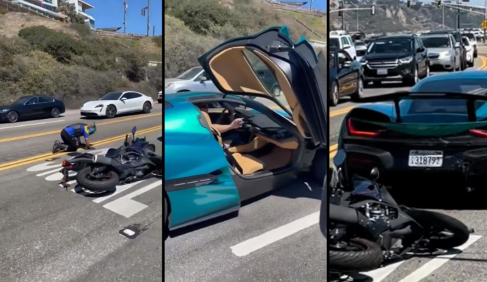 Motorcycle Crashes Into Rimac Nevera in California
