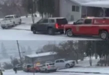 See Police, Fire Vehicles Crash In Slow Motion On Slick Road In Canada