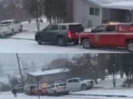 See Police, Fire Vehicles Crash In Slow Motion On Slick Road In Canada